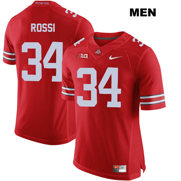 Ohio State Buckeyes Men's Mitch Rossi #34 Red Authentic Nike College NCAA Stitched Football Jersey VZ19I83LW